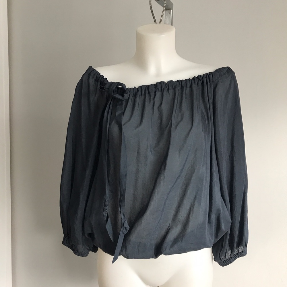 Elan off the shoulder sheer peasant sheer top O/S