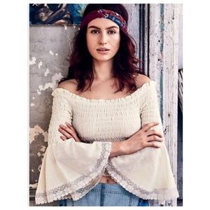 Free People California Soul White Smocked Top