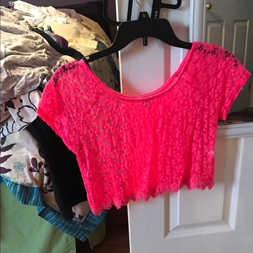 lace pink crop top never worn