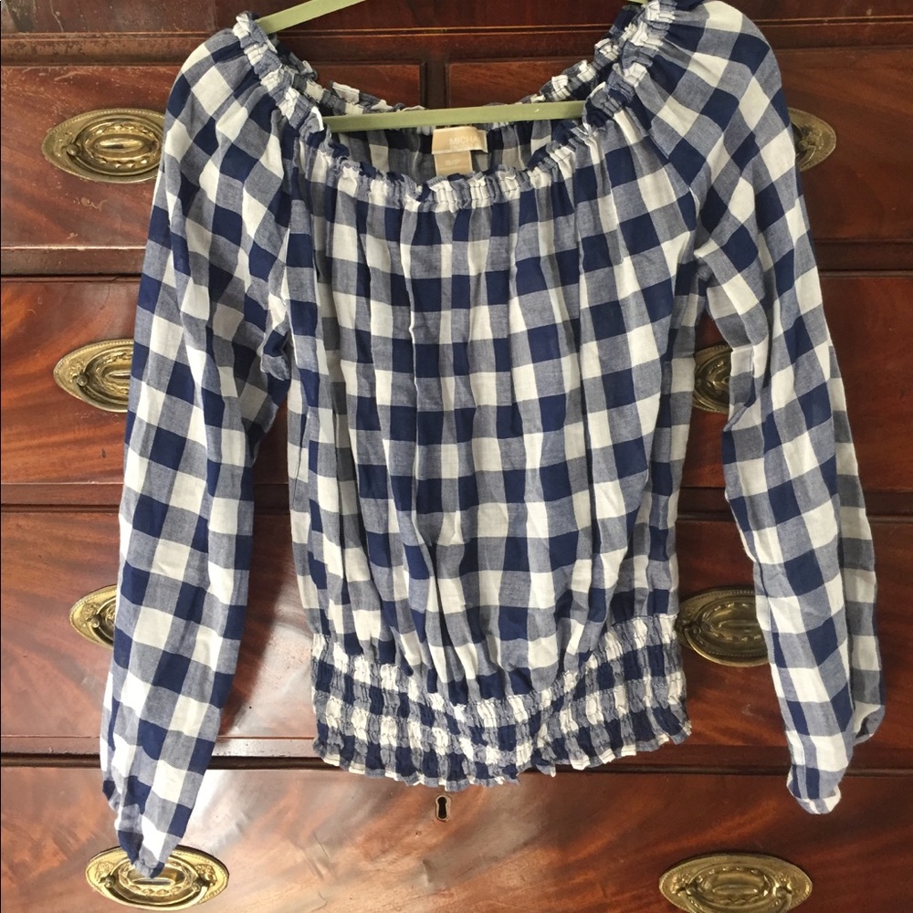 Checked peasant top