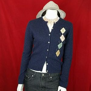 Free People M Cardigan Sweater Argyle Boyfriend