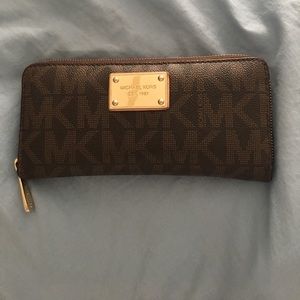 Michael Kors brown and gold leather wallet