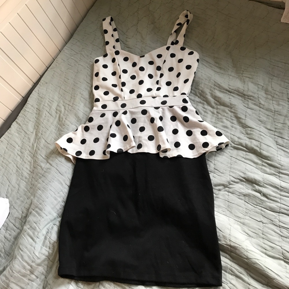 Polka dot black and white dress