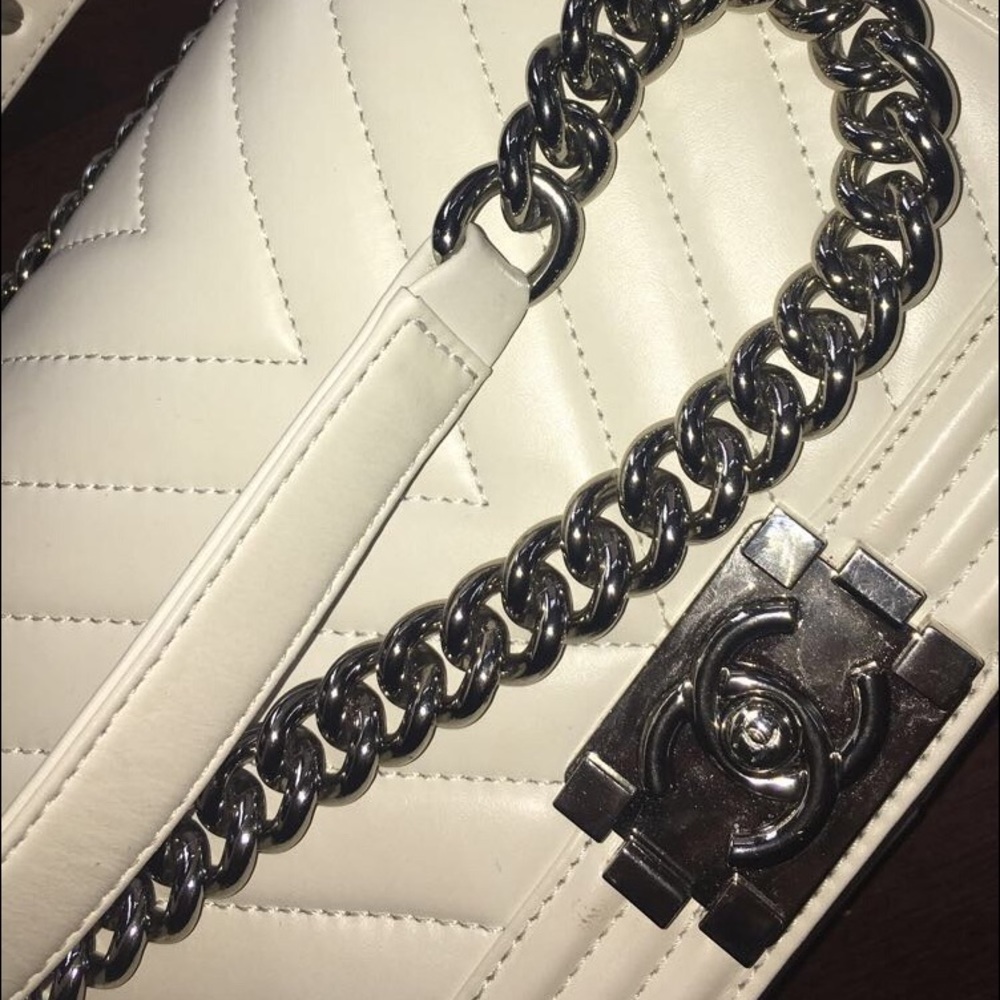 Chanel off white Medium Boy Bag