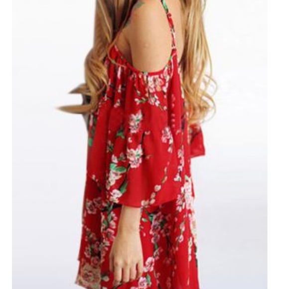 RESTOCKING!!Floral Off Shoulder Chiffon Dress! - Picture 2 of 3