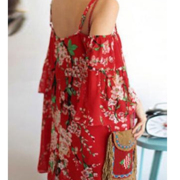 RESTOCKING!!Floral Off Shoulder Chiffon Dress! - Picture 3 of 3