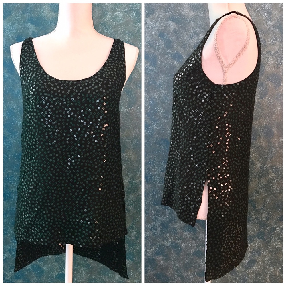 Diane von Furstenberg black green Sequin tank