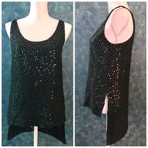 Diane von Furstenberg black green Sequin tank