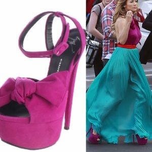 Giuseppe Zanotti Fushia Suede Platform Sandals