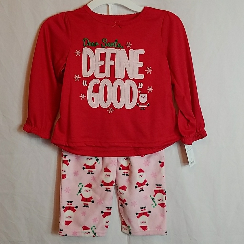 Carter's Girls Santa 2 Piece Fleece Pajamas Set 3T