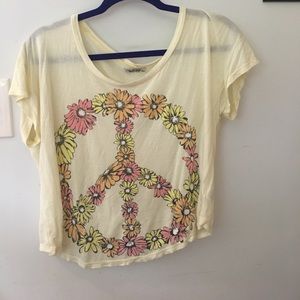 Lauren Moshi yellow peace flowers tee xs