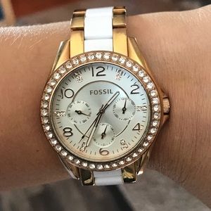 Gorgeous gold & white Fossil watch!!!!