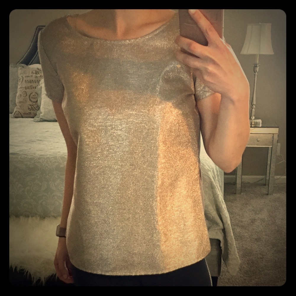 Gold Sparkly T-shirt Size: S The Limited