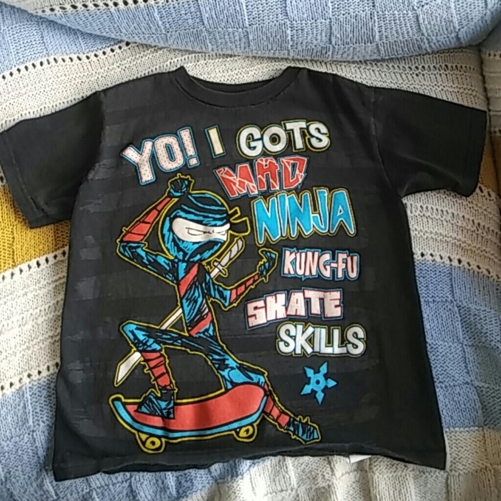 Boys S(4) T Shirt Black Ninja Shirt