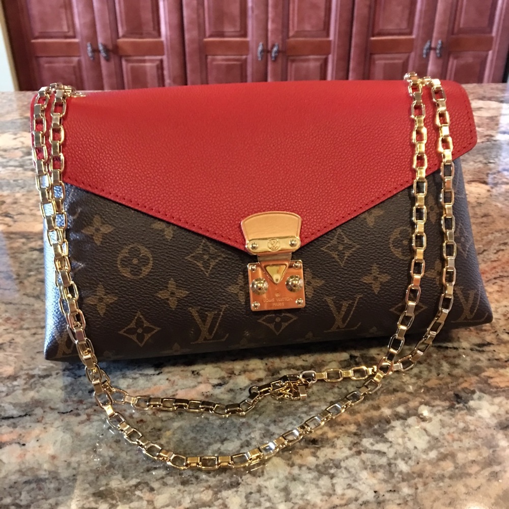 authentic Louis Vuitton Pallas Chain red