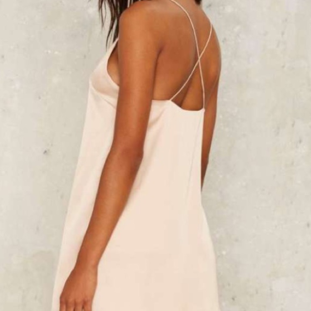 NASTY GAL CROSS SLEEP SATIN SLIP DRESS - Picture 4 of 6