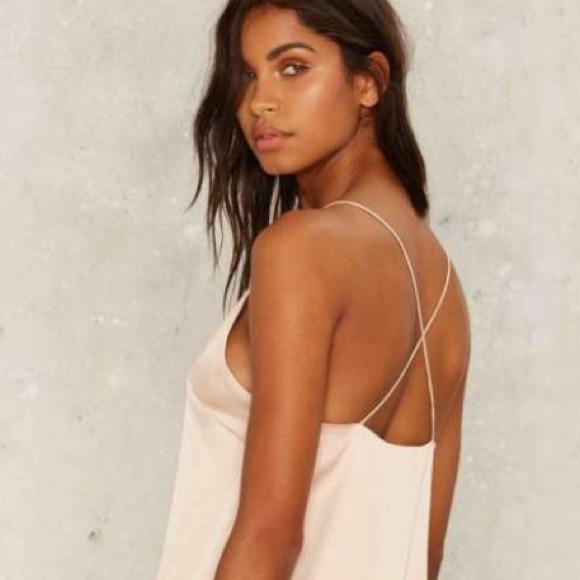 NASTY GAL CROSS SLEEP SATIN SLIP DRESS - Picture 3 of 6