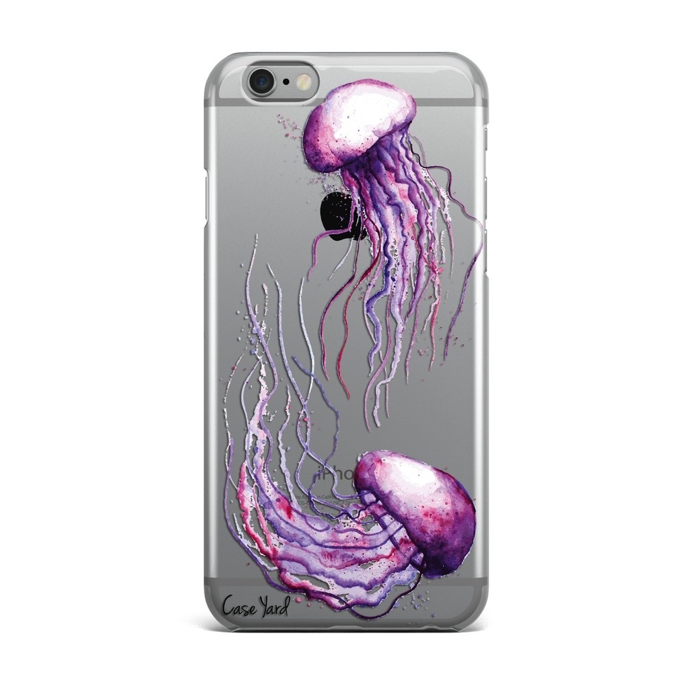 NEW CLEAR PLASTIC IPHONE CASE W. JELLYFISH DESIGN