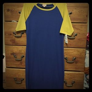 NWT LulaRoe Medium Julia Navy & Mustard 💙💛💙💛