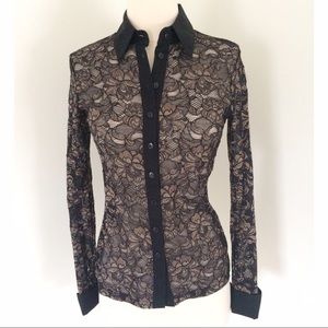 Black and Tan lace blouse