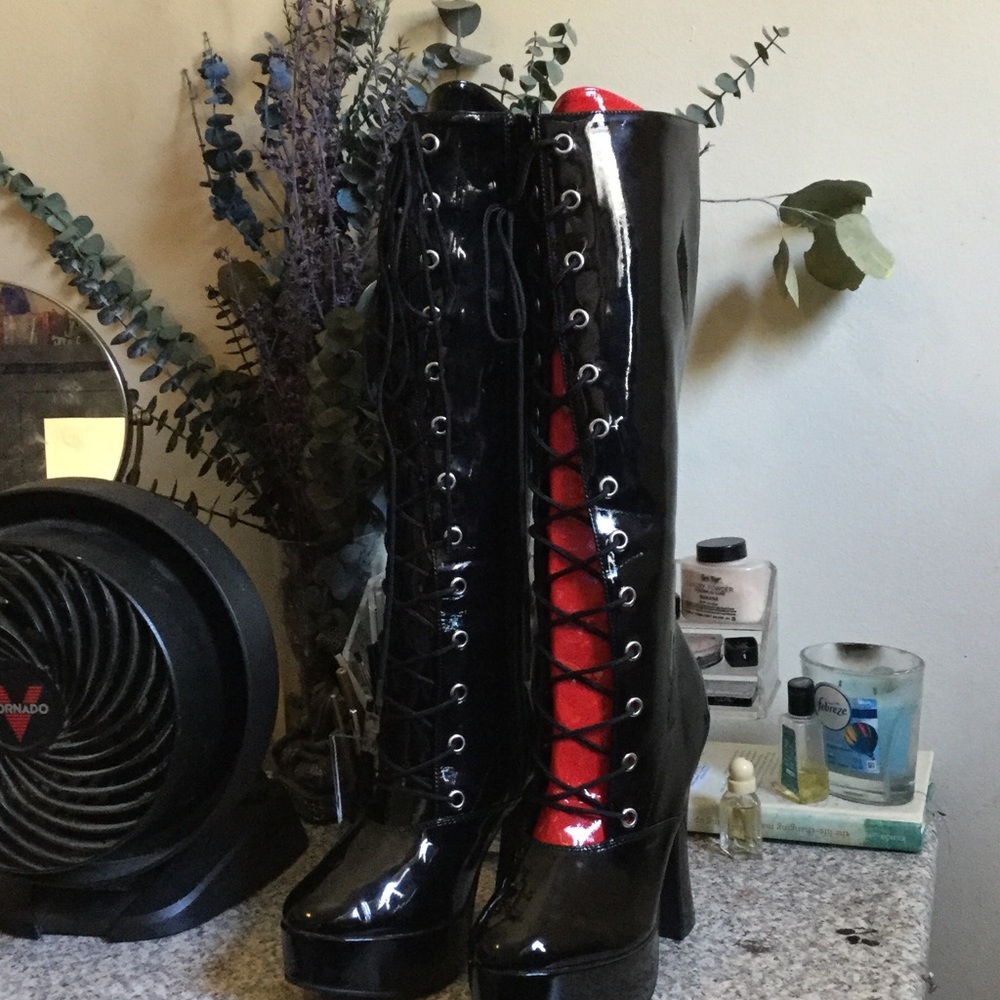 Patent leather boots new