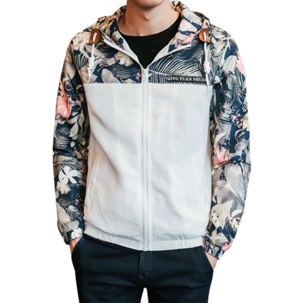 Floral hooded windbreaker !