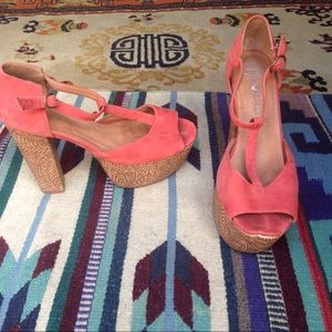 Jeffrey Campbell red suede cork heel(sz 9)