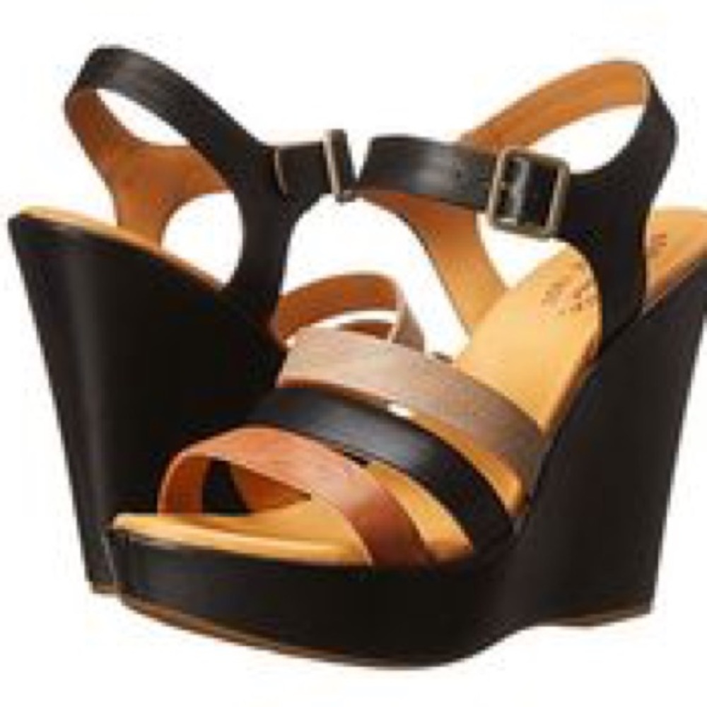 Kork-Ease "Fay" Black/multi wedge Sz 9