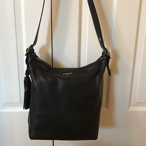 Coach black leather cross body bag