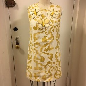 Karta | Jeweled Shift Dress | Yellow and Cream