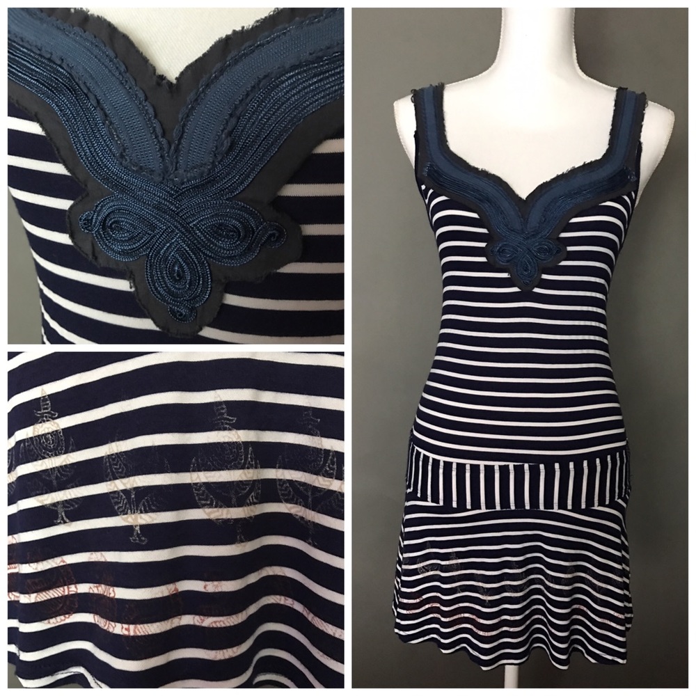 Free People Navy White Striped Dress