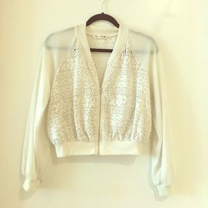 Light cream colored lace baseball jacket