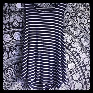 Navy Blue and White Striped Tank Top
