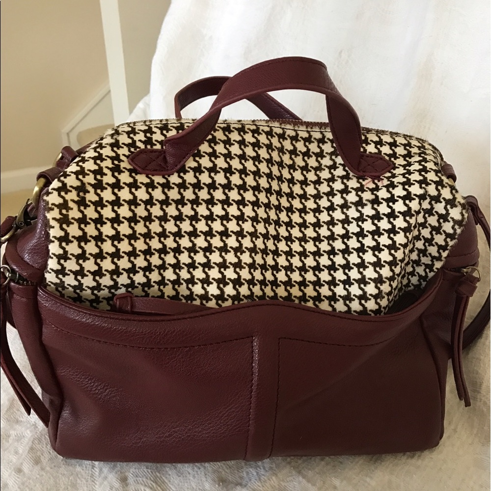 Burgundy houndstooth purse