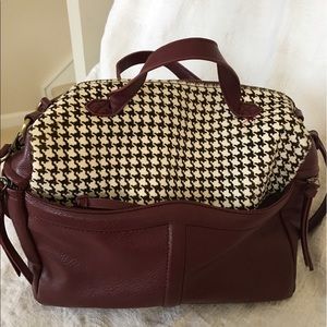 Burgundy houndstooth purse