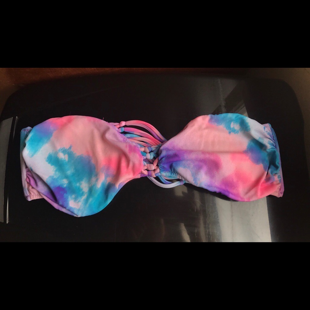 Victoria's Secret PINK blue tie dye bandeau bikini