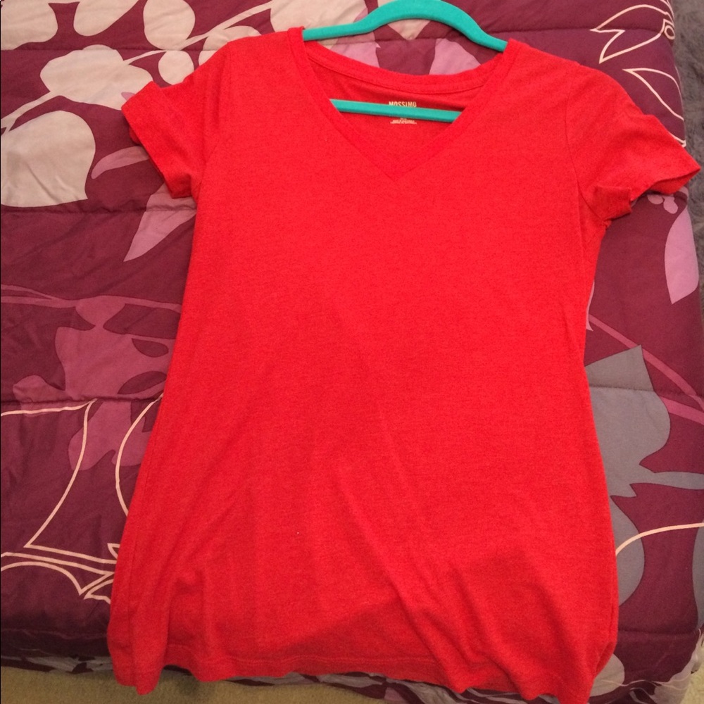 Red v-neck t-shirt