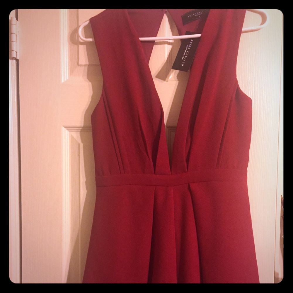 Red deep V romper New with tags!