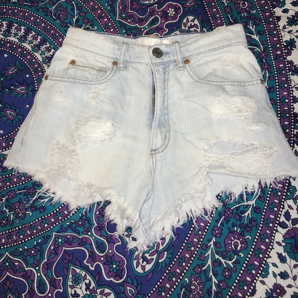 Ripped jean shorts