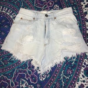Ripped jean shorts