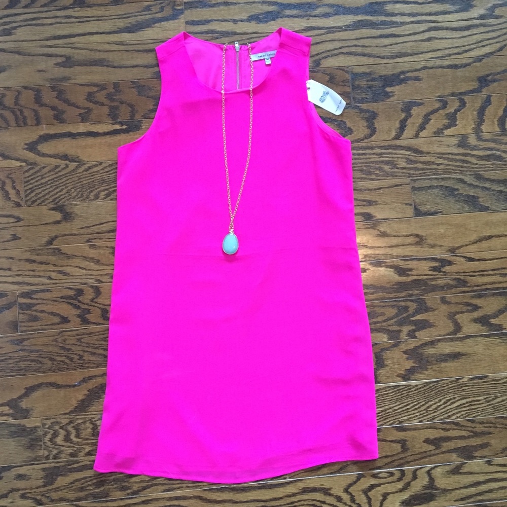 New Hot Pink Zipper Dress