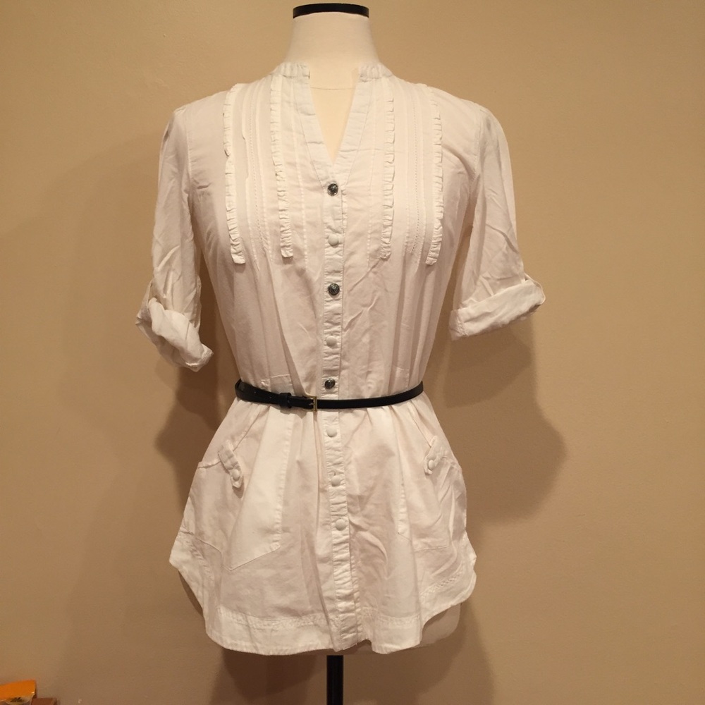 XS VAC Cream Colored Tunic w/ Pockets