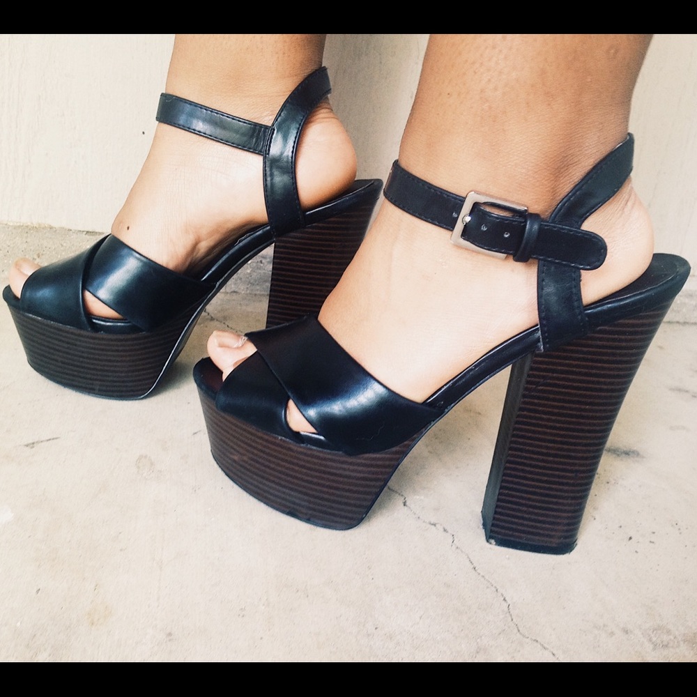 Black/Brown Platform Heels