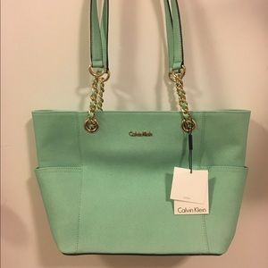 Calvin Klein | Saffiano Leather Tote Mint
