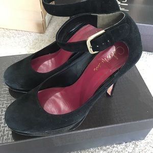 Cole Haan black suede platform, size 7B