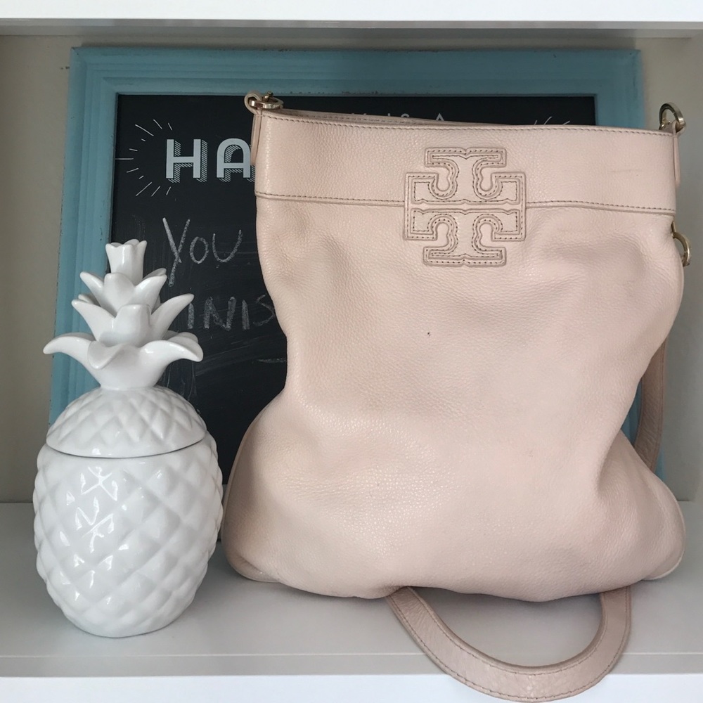 Tory Butch stacked T book bag in quartz pink