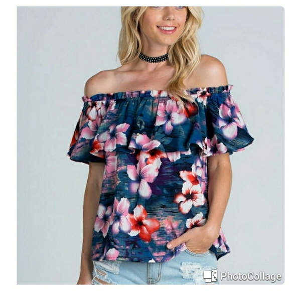 HP PICK NWT FLORAL OFF SHOULDER TOP - Picture 3 of 5