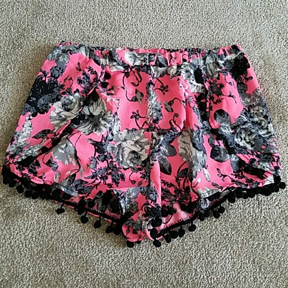 Pink floral shorts