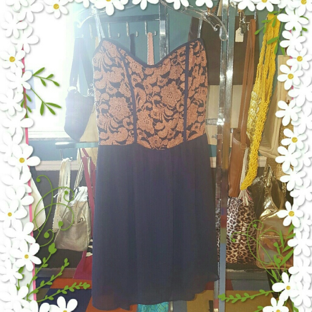 5 for $25 Mystic coral and navy  lace bodice