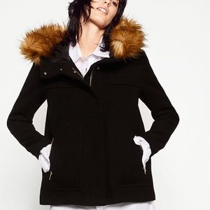 Zara black coat with hood new